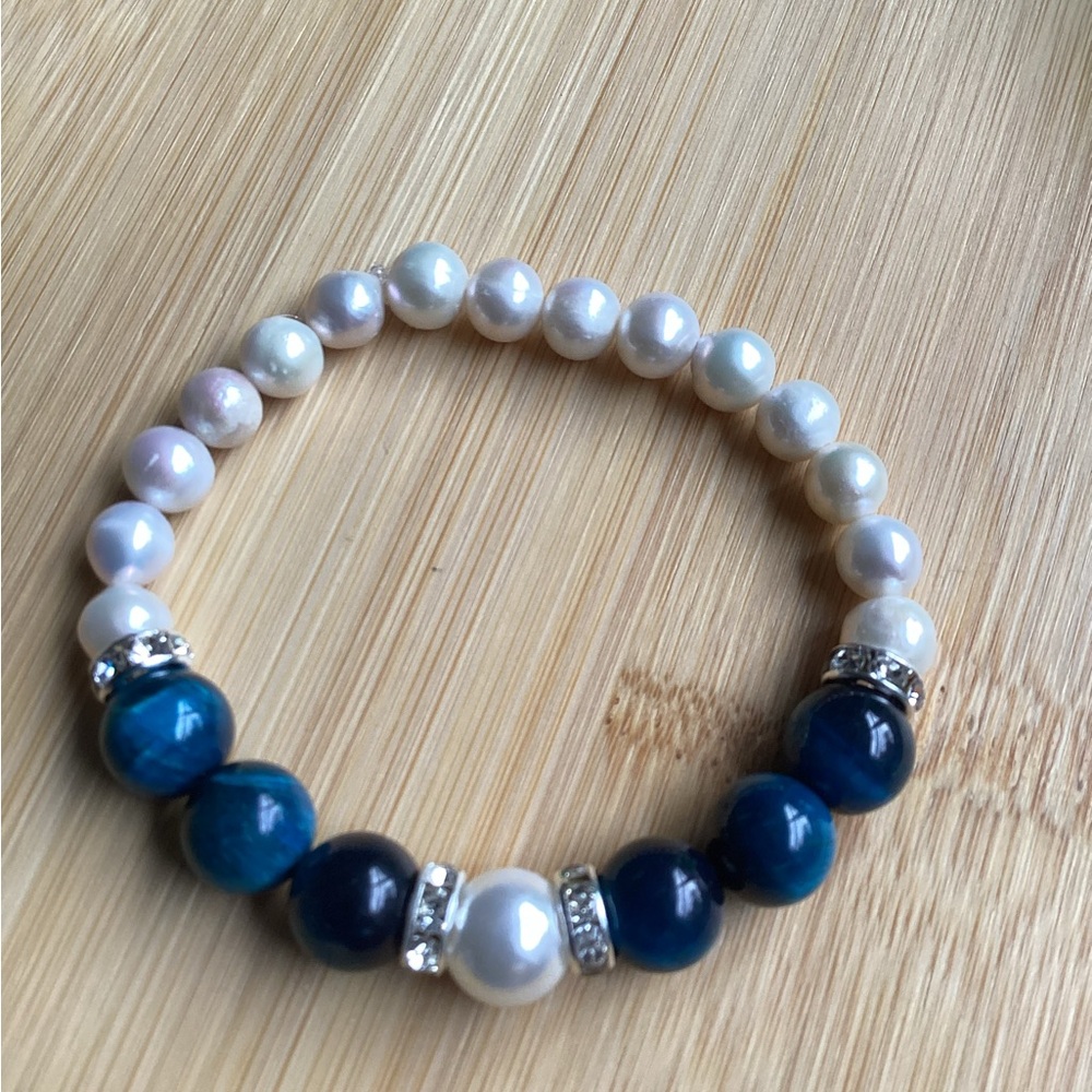Aquamarine and Pearl Bracelet